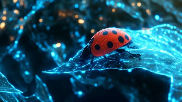 Techenhanced ladybug explores electric leaf world