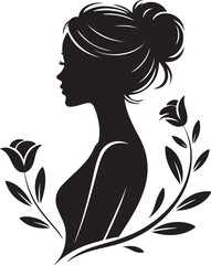 beauty long hair woman logo silhouette