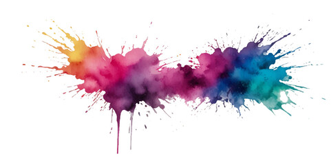 Fototapeta premium Vector abstract colorful rainbow holi paint and colorful cloud smoke powder explosion isolated on transparent wide panorama background. 