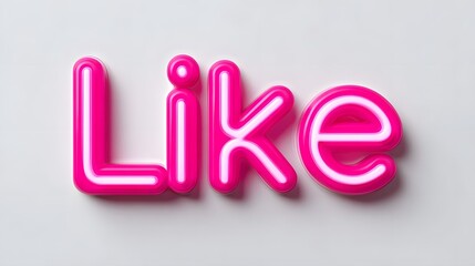 Bright pink neon 'Like' text in a contemporary design.