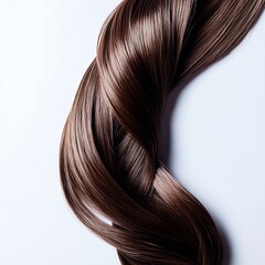 brown hair extensions section on white background copyspace