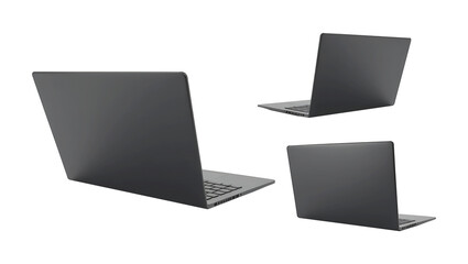 laptop on white background,Sleek Laptop Mockup Set – Closed and Open Positions, Clean White Backdrop
