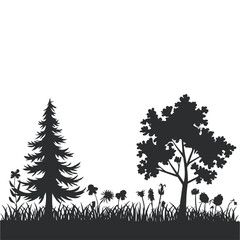 Silhouette of Trees in a Forest Landscape