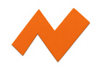 Vibrant orange zigzag pattern floating on transparent surface, delivering sharp geometric design for contemporary visual compositions