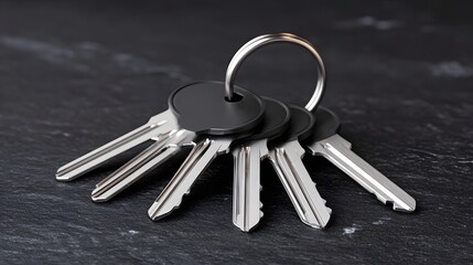 A set of metal keys on a ring, symbolizing security and access.