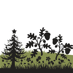 Silhouette of Trees in a Forest Landscape