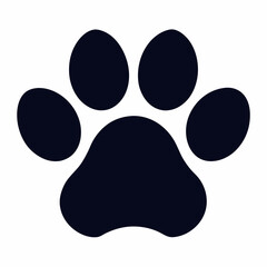 Solid black paw print icon, bold animal footprint, pet care logo, modern vector, simple design, veterinary symbol
