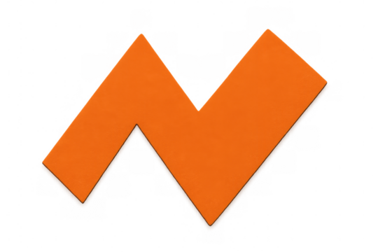 Vibrant orange zigzag pattern floating on transparent surface, delivering sharp geometric design for contemporary visual compositions