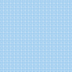 seamless mosaic pattern: blue rounded square tiles made of stained canvas against white background