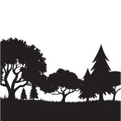 Silhouette of Trees in a Forest Landscape