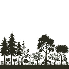 Silhouette of Trees in a Forest Landscape