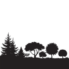 Silhouette of Trees in a Forest Landscape