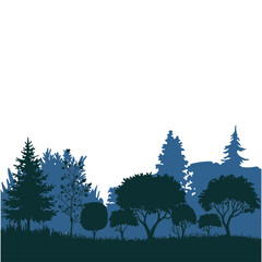Silhouette of Trees in a Forest Landscape