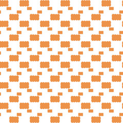 Orange Digital Seamless Pattern With Abstract Geometric Shapes on White Background