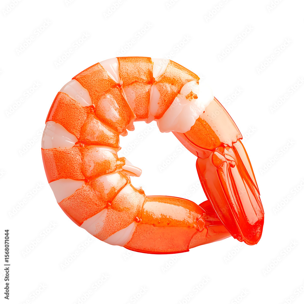 Aufkleber firefly 3d glossy shrimp curled pose with soft texture in studio shot on black isolated