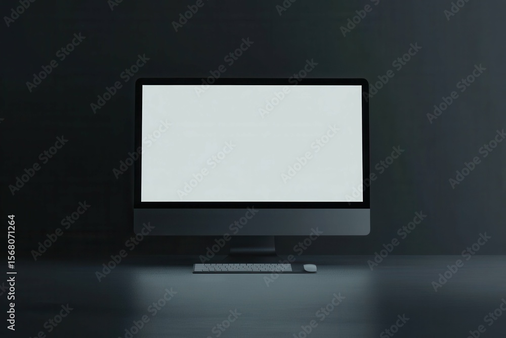 Fototapete ultra quality image of gray minimal computer desktop screen digital device with design space mockup 