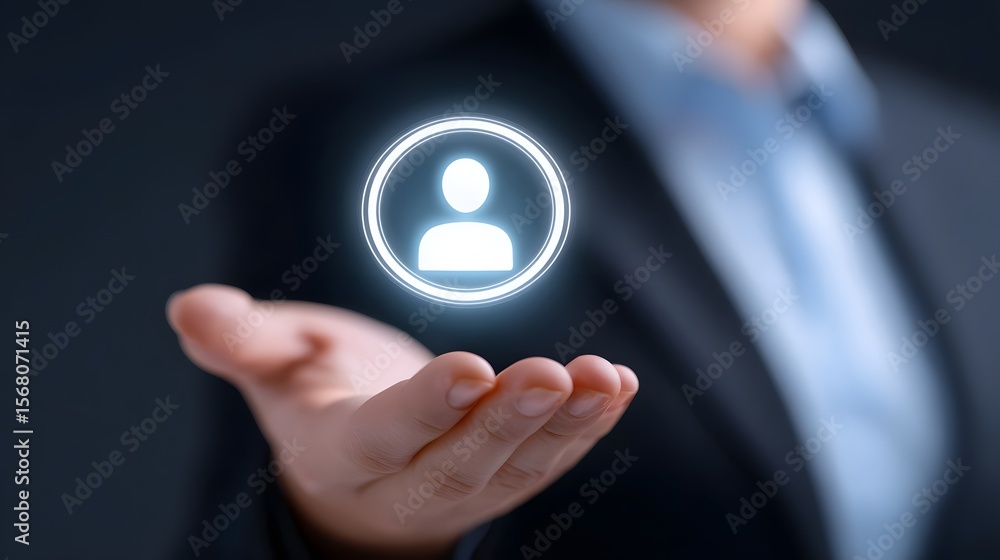 Poster futuristic user interface for digital identity and profile management
