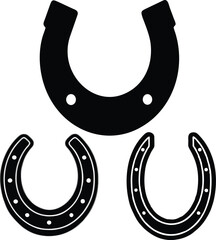 Horseshoe Silhouette Vector Set &ndash; Lucky Charm and Farm Tool Icon