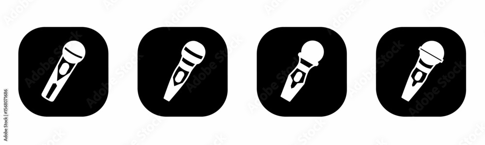 Poster microphone icon in flat. a microphone icon design. stock vector.
