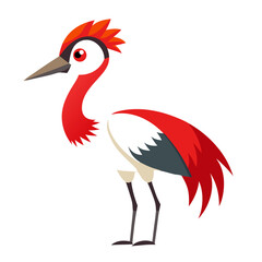 Kawaii Red-Crowned Crane Bird Vector Illustration Clipart
