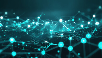 Abstract glowing network of interconnected nodes and lines in deep blue