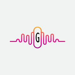 Music Logo On Letter G Template. Music On G Letter, Initial Music Sign Concept