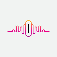 Music Logo On Letter I Template. Music On I Letter, Initial Music Sign Concept
