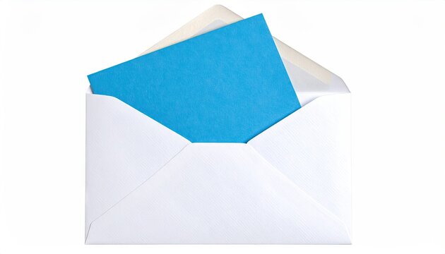 Blank blue note inside white envelope