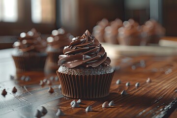 Clear Pixel Image of Chocolate Cupcakes on Table