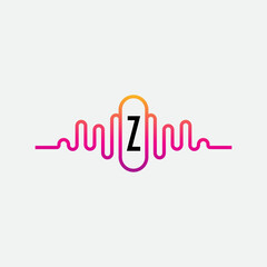 Music Logo On Letter Z Template. Music On Z Letter, Initial Music Sign Concept
