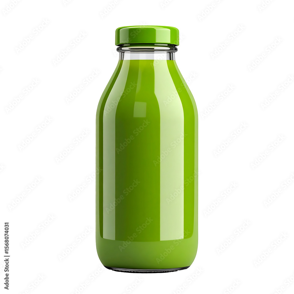 Aufkleber firefly 3d green juice bottle with rounded cap on transparent backdrop healthy and refreshing