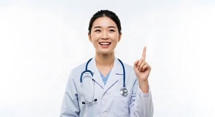 Fototapeta premium Smiling Female Doctor Offering Medical Advice or Healthcare Tips