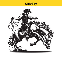 Obraz premium Modern vector cowboy.