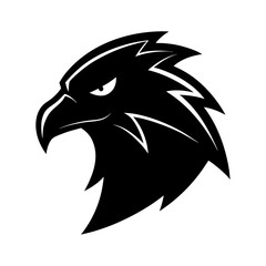 Obraz premium Black silhouette of an eagle head mascot logo on white background vector illustration