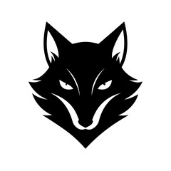 Fototapeta premium Black silhouette of a fox head mascot logo on white background vector illustration