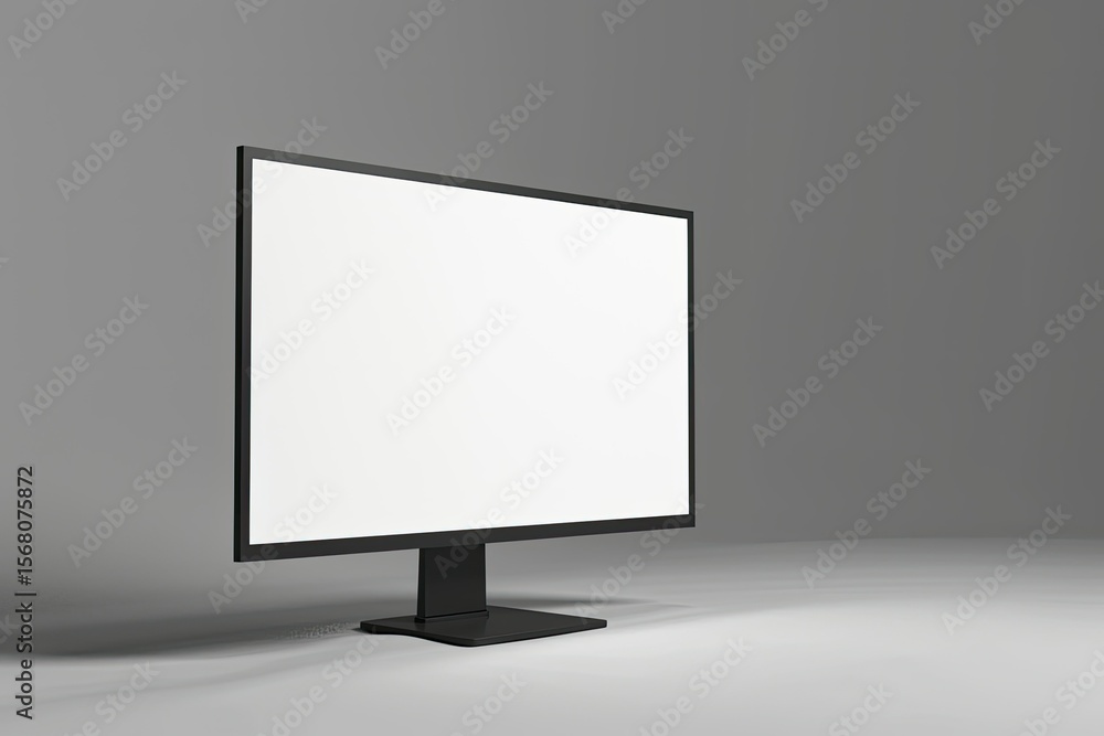 Poster high definition view of desktop with white screen computer