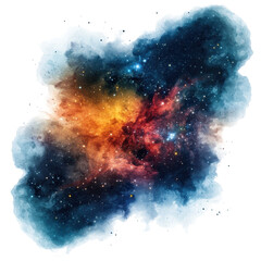 Fototapeta premium Nebula galaxy, Colorful nebula galaxy showcasing swirling clouds of gas and bright stars, isolated on transparent background