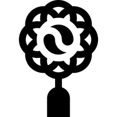 Obraz premium A black silhouette icon of a Korean tassel ornament, a norigae, with a central taegeuk design.