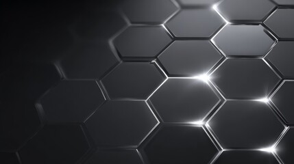 A light, high-tech futuristic background with subtle geometric hexagon grid pattern, very low contrast, soft light gray tones on a Black background