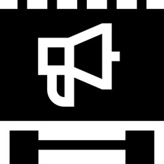 Outline icon of an advertisement board or marketing message, representing promotion, commercial announcements, and brand visibility. Ideal for digital campaigns, business presentations, advertising ap