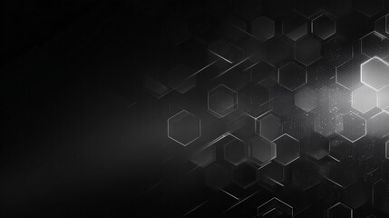 A light, high-tech futuristic background with subtle geometric hexagon grid pattern, very low contrast, soft light gray tones on a Black background