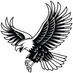 Eagle in flight vector illustration with wings and tribal art style