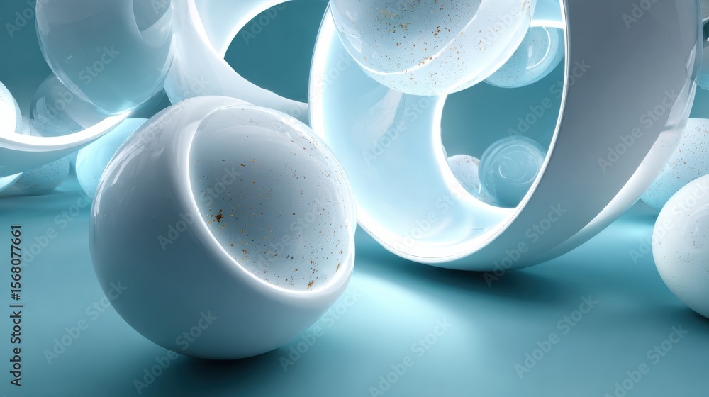 Aufkleber dynamic abstract shapes digital space 3d render contemporary environment close-up modern design for 