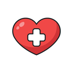 Simple medical heart icon with cross, suitable for healthcare, medical apps, and health services branding.