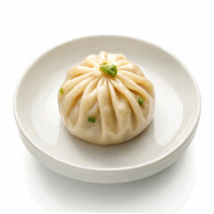 Chicken momo on plate icon logo flat vector design