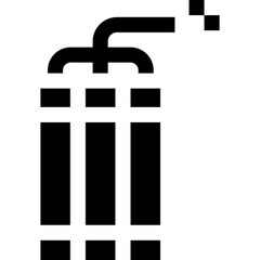 Line art icon of a dynamite stick with a visible fuse, representing danger, explosion, or high energy. Perfect for game UI, warning signs, comic-style design, security illustrations, and educational m