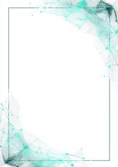 a subtle letter border; white background, simple futuristic design, tech , white teal, blue and light green, glow