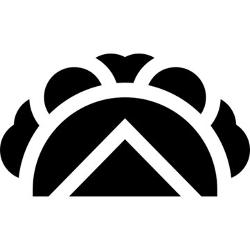 recommend clip art: Line icon of a mini taco, a popular Mexican street food known for its folded tortilla filled with meat, vegetables, and toppings. Great for use in restaurant menus, food delivery apps, culinary infogr