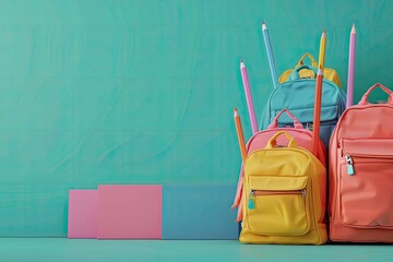 Premium Quality Image of Back to School Concept with Colorful Bags