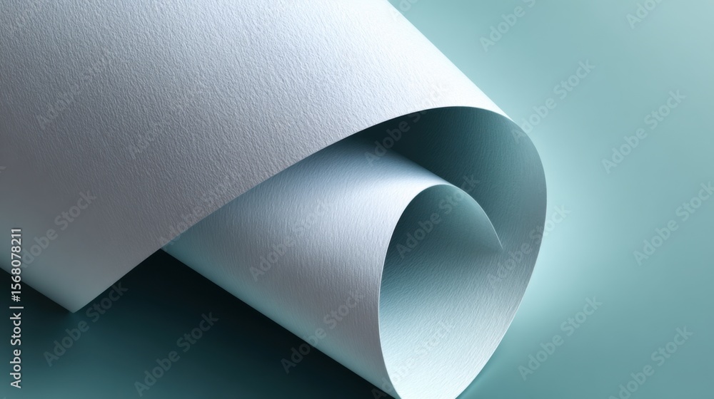 Fototapete Elegant white paper curl studio setting close-up view minimalist design concept